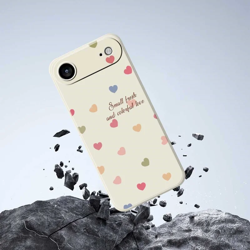 For iPhone Air Case Kleurrijk Liefdespatroon Rechte Rand TPU Telefoonhoesje - Beige
