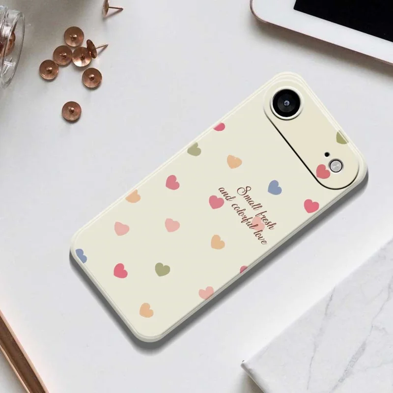 For iPhone Air Case Kleurrijk Liefdespatroon Rechte Rand TPU Telefoonhoesje - Beige