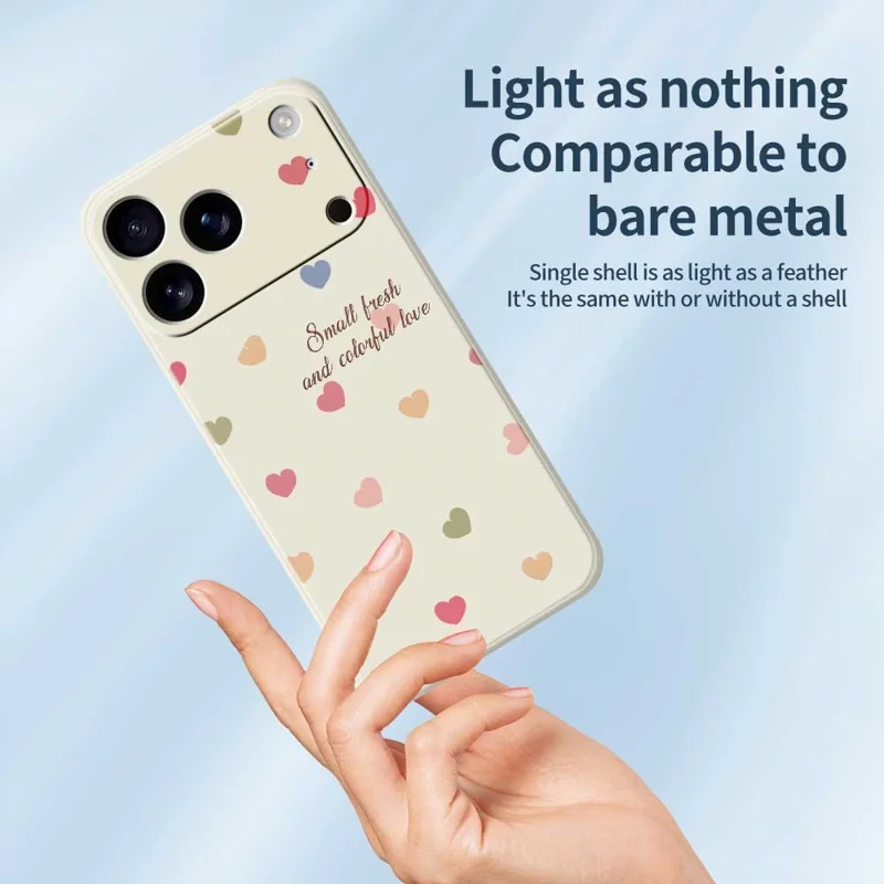 For iPhone 17 Pro Case Kleurrijk Liefdespatroon Rechte Rand TPU Telefoonhoesje - Beige