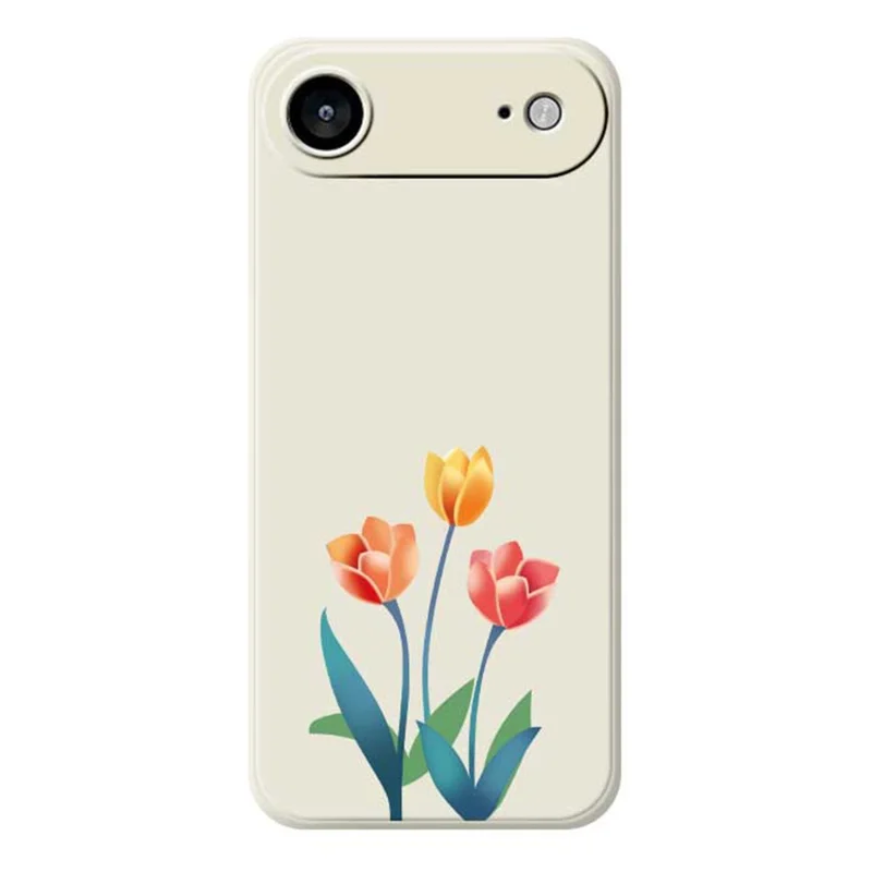 For iPhone Air Case Three Flowers Pattern Printing Straight Edge TPU Phone Back Cover - Beige