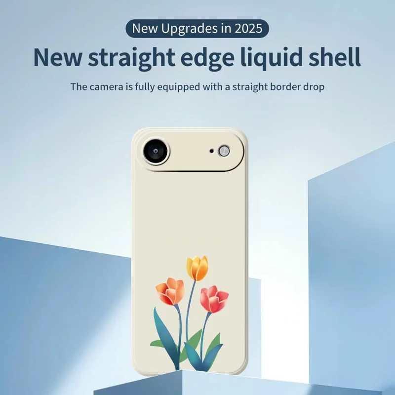 For iPhone Air Case Three Flowers Pattern Printing Straight Edge TPU Phone Back Cover - Beige