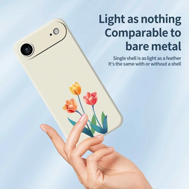 For iPhone Air Case Three Flowers Pattern Printing Straight Edge TPU Phone Back Cover - Beige