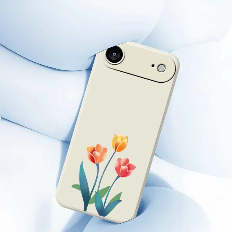 For iPhone Air Case Three Flowers Pattern Printing Straight Edge TPU Phone Back Cover - Beige