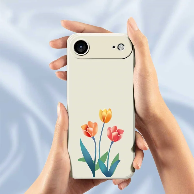 For iPhone Air Case Three Flowers Pattern Printing Straight Edge TPU Phone Back Cover - Beige