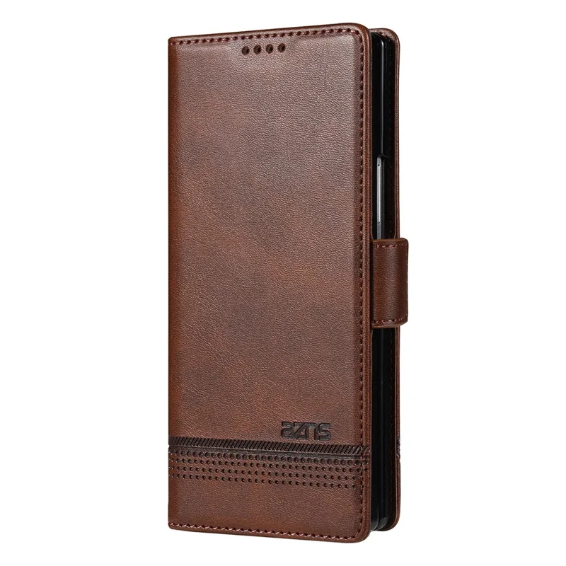 AZNS For Samsung Galaxy Z Fold7 5G Case Cowhide Texture PU Leather Wallet Phone Cover - Coffee