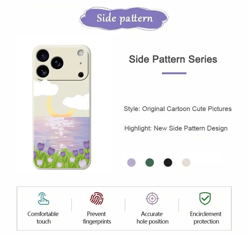 TPU-hoesje voor iPhone 17 Pro met bloemen- en zeepatroon, rechte rand, TPU-telefoonhoesje - Beige
