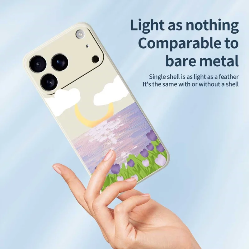 TPU-hoesje voor iPhone 17 Pro met bloemen- en zeepatroon, rechte rand, TPU-telefoonhoesje - Beige