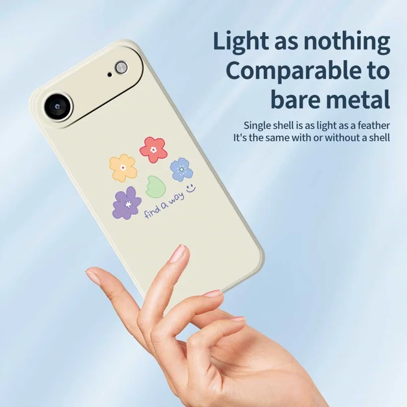 For iPhone 17 Air Case Five Colors Flowers Pattern Printing Straight Edge TPU Phone Back Cover - Beige