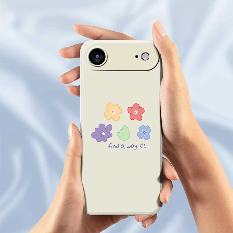 For iPhone 17 Air Case Five Colors Flowers Pattern Printing Straight Edge TPU Phone Back Cover - Beige