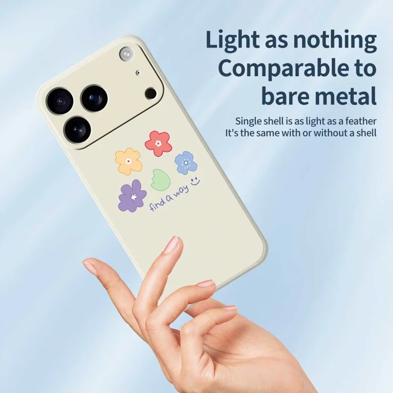 For iPhone 17 Pro Max Case Five Colors Flowers Pattern Printing Straight Edge TPU Phone Back Cover - Beige