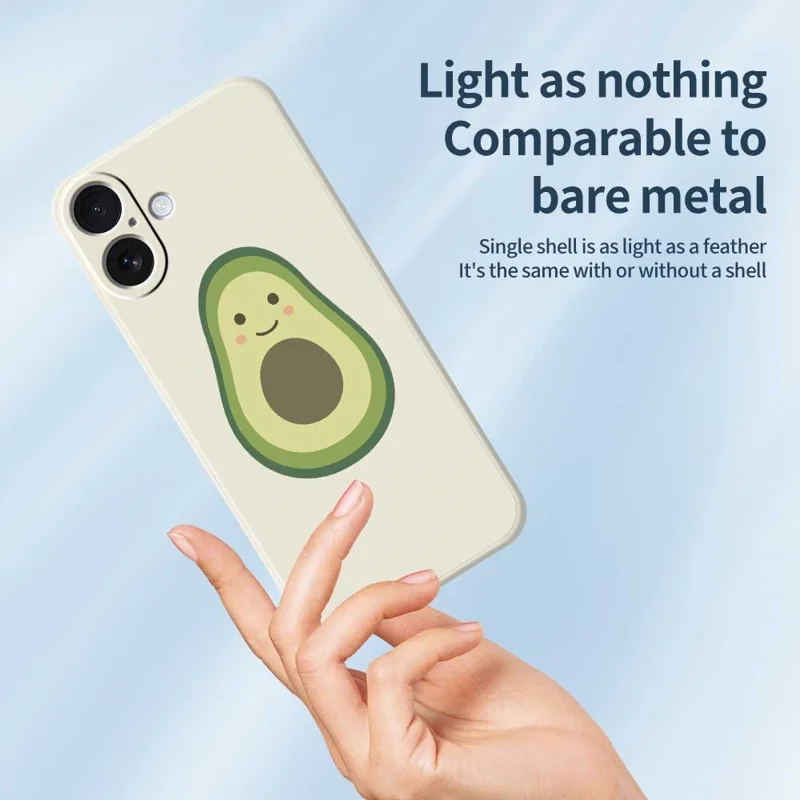 For iPhone 17 Case Cute Avocado Pattern Printing Straight Edge TPU Phone Back Cover - Black