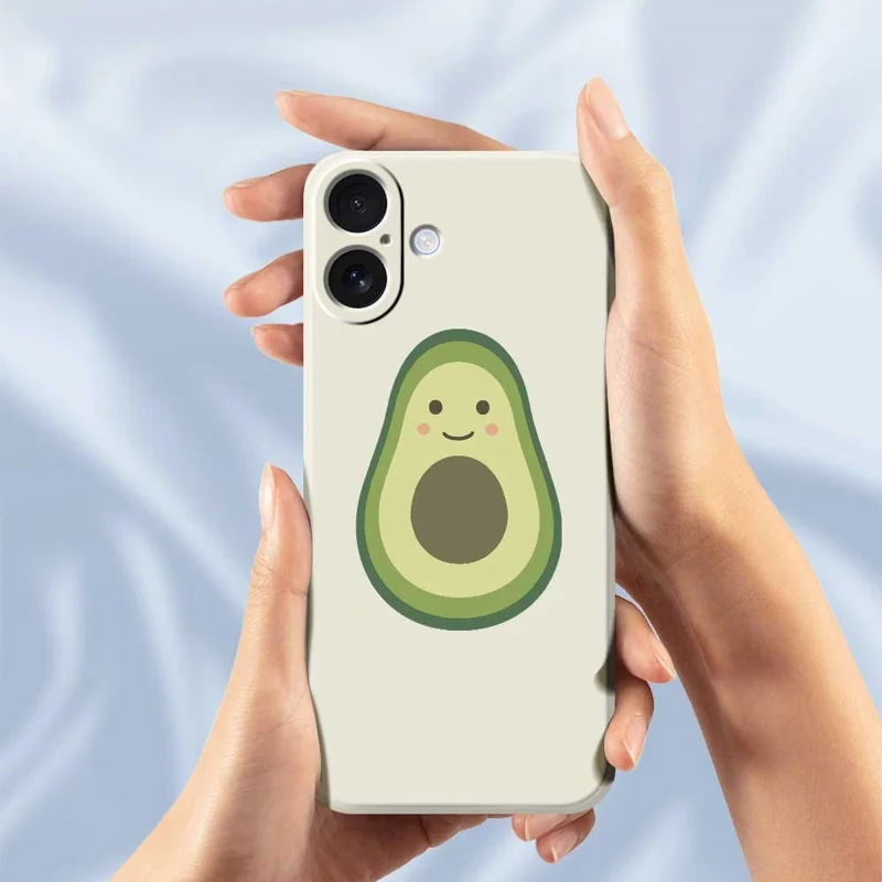For iPhone 17 Case Cute Avocado Pattern Printing Straight Edge TPU Phone Back Cover - Black