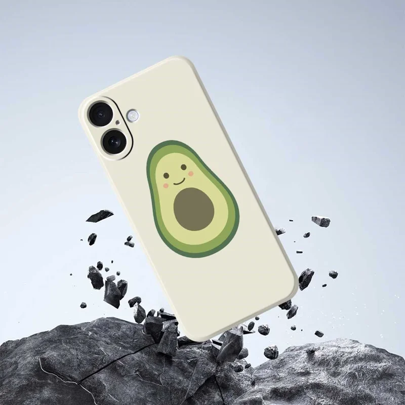 For iPhone 17 Case Cute Avocado Pattern Printing Straight Edge TPU Phone Back Cover - Black