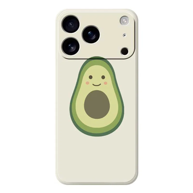Funda para iPhone 17 Pro con Estampado Adorable de Aguacate, Borde Recto, Carcasa Trasera de TPU - Beige