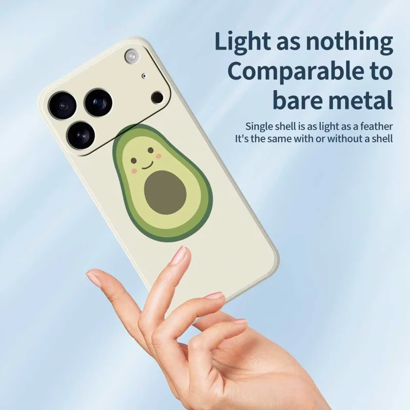Funda para iPhone 17 Pro con Estampado Adorable de Aguacate, Borde Recto, Carcasa Trasera de TPU - Beige