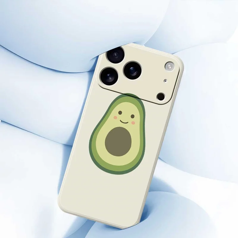 Funda para iPhone 17 Pro con Estampado Adorable de Aguacate, Borde Recto, Carcasa Trasera de TPU - Beige