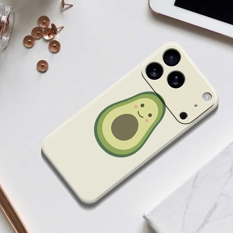 Funda para iPhone 17 Pro Max con Estampado de Aguacate Mono Borde Recto TPU Carcasa Trasera para Teléfono - Beige