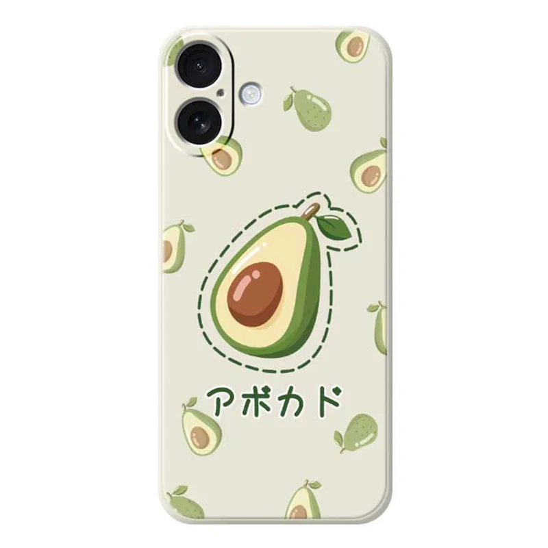 Capa para iPhone 17 com Estampa de Abacates, Borda Reta, Capa Traseira de TPU - Bege