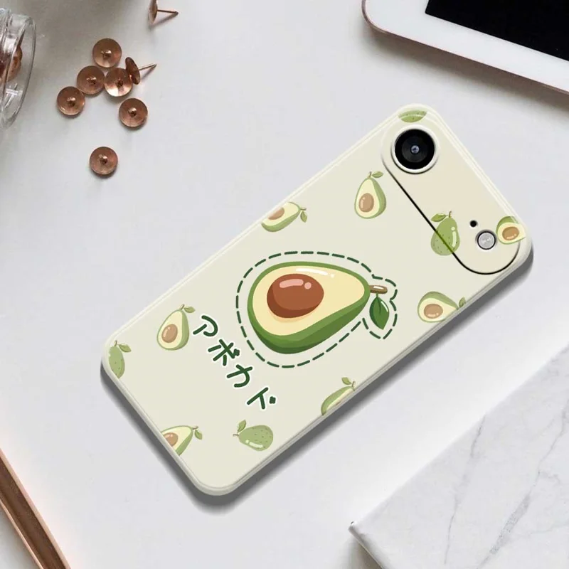 Чехол для iPhone 17 с рисунком "Авокадо" из ТПУ с прямым краем - Бежевый