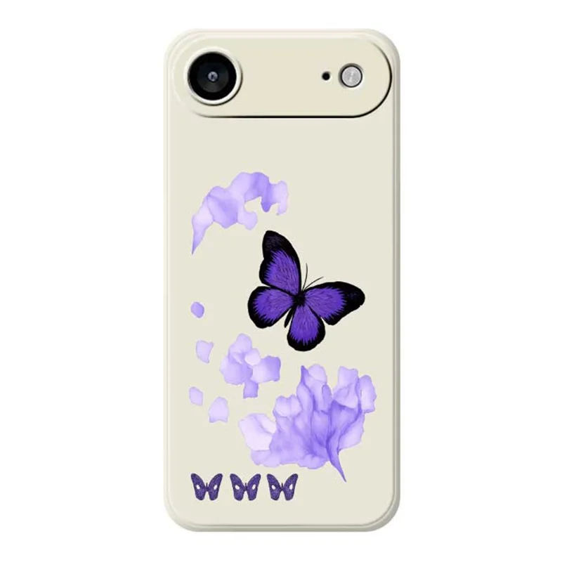 For iPhone Air Case Purple Butterfly Pattern Printing Straight Edge TPU Phone Back Cover - Beige