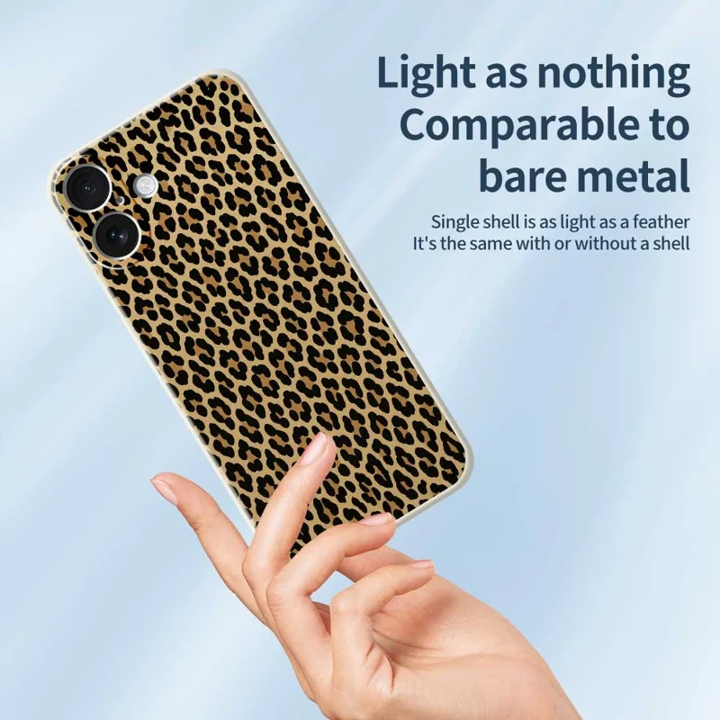 Capa de Celular para iPhone 17 com Estampa de Leopardo, Borda Reta, Capa Traseira de TPU - Verde