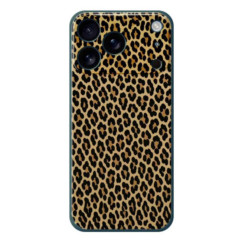 Étui pour iPhone 17 Pro Motif Imprimé Léopard Bords Droits Coque Arrière TPU - Vert