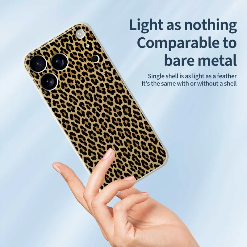 Étui pour iPhone 17 Pro Motif Imprimé Léopard Bords Droits Coque Arrière TPU - Vert