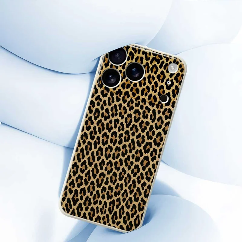 Étui pour iPhone 17 Pro Motif Imprimé Léopard Bords Droits Coque Arrière TPU - Vert