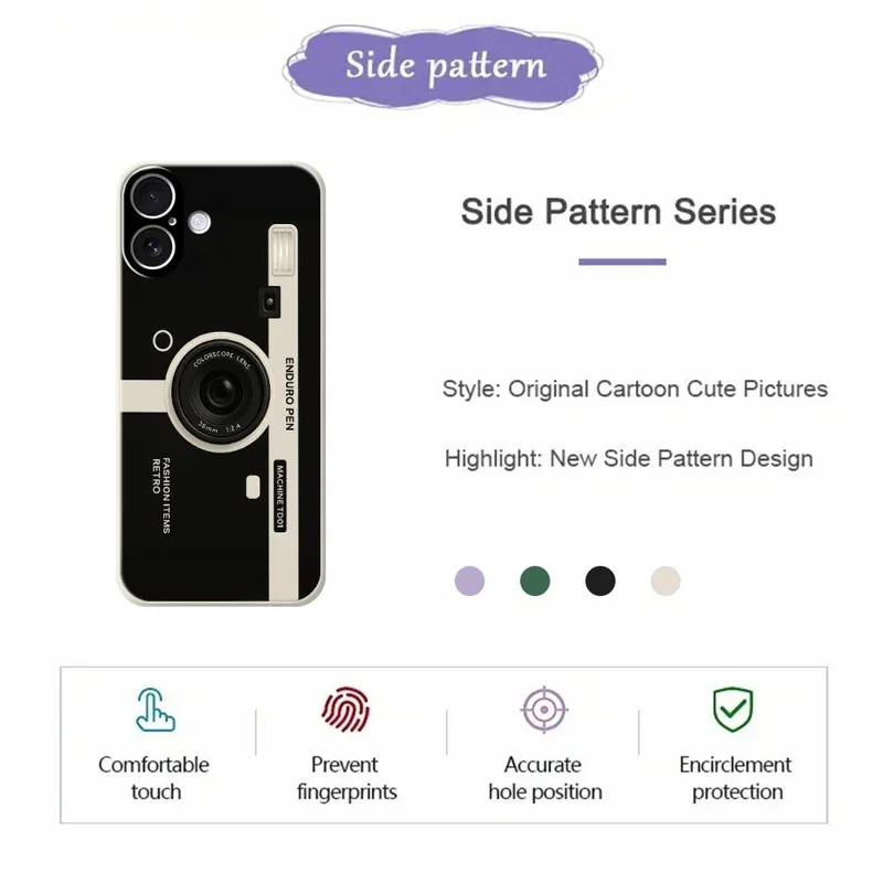 For iPhone 17 Case Colorscope Lens Pattern Printing Straight Edge TPU Phone Back Cover - Purple