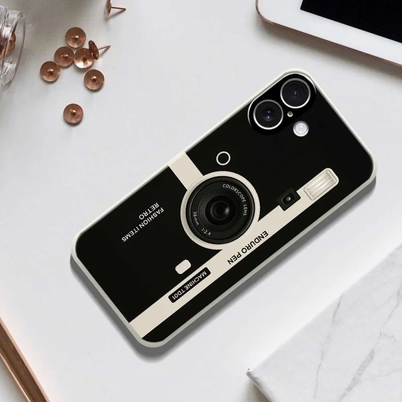 For iPhone 17 Case Colorscope Lens Pattern Printing Straight Edge TPU Phone Back Cover - Purple