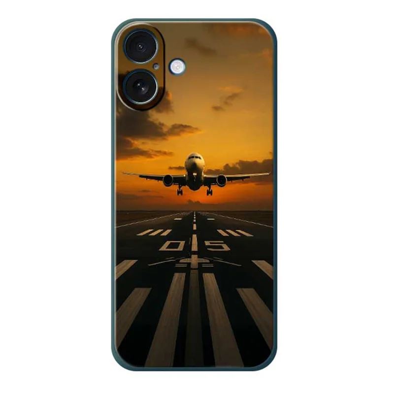 Cover per iPhone 17 con Stampa a Motivo Aereo, Bordo Dritto, Cover Posteriore in TPU - Verde