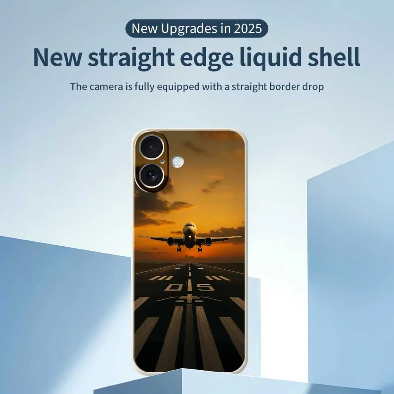 Cover per iPhone 17 con Stampa a Motivo Aereo, Bordo Dritto, Cover Posteriore in TPU - Verde