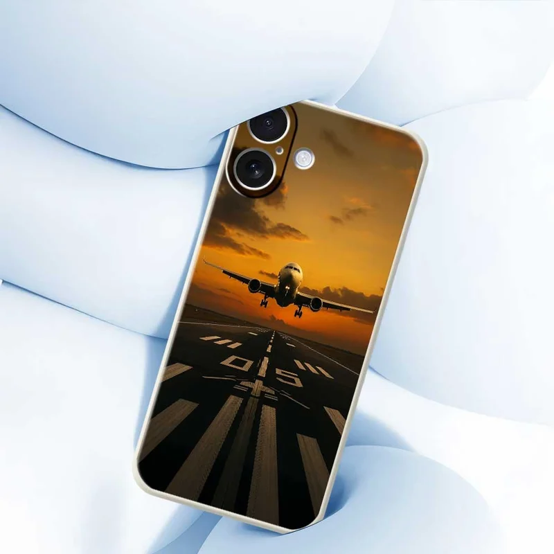 Cover per iPhone 17 con Stampa a Motivo Aereo, Bordo Dritto, Cover Posteriore in TPU - Verde