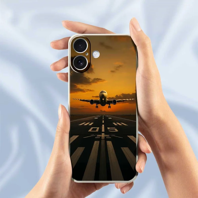 Cover per iPhone 17 con Stampa a Motivo Aereo, Bordo Dritto, Cover Posteriore in TPU - Verde