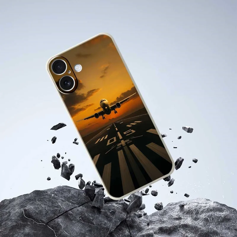 Cover per iPhone 17 con Stampa a Motivo Aereo, Bordo Dritto, Cover Posteriore in TPU - Verde