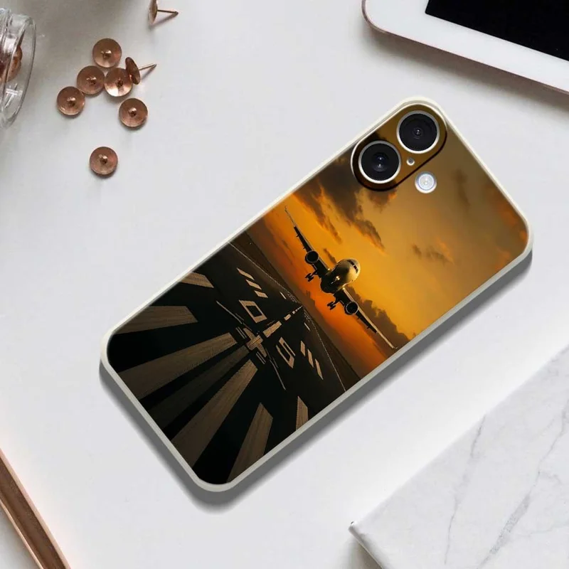 Cover per iPhone 17 con Stampa a Motivo Aereo, Bordo Dritto, Cover Posteriore in TPU - Verde
