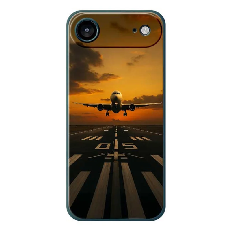 Custodia per iPhone 17 Air, Stampa a motivo aeroplano, Bordo dritto TPU Cover posteriore del telefono - Verde