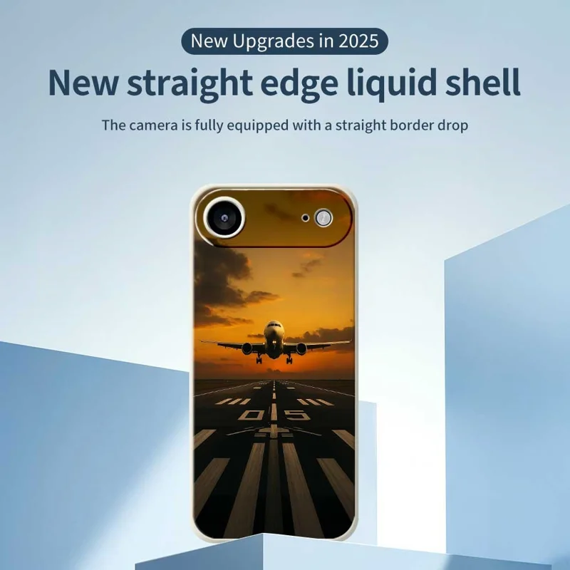 Custodia per iPhone 17 Air, Stampa a motivo aeroplano, Bordo dritto TPU Cover posteriore del telefono - Verde