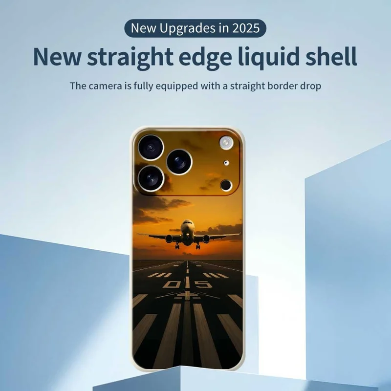 For iPhone 18 Pro Max / 17 Pro Max Case Airplane Pattern Printing Straight Edge TPU Phone Back Cover - Green
