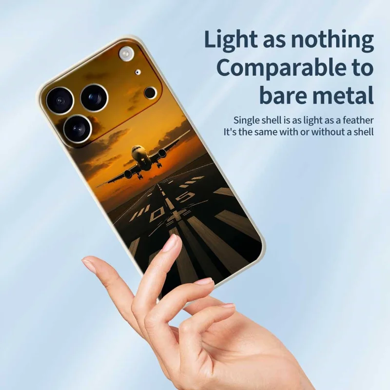 For iPhone 18 Pro Max / 17 Pro Max Case Airplane Pattern Printing Straight Edge TPU Phone Back Cover - Green
