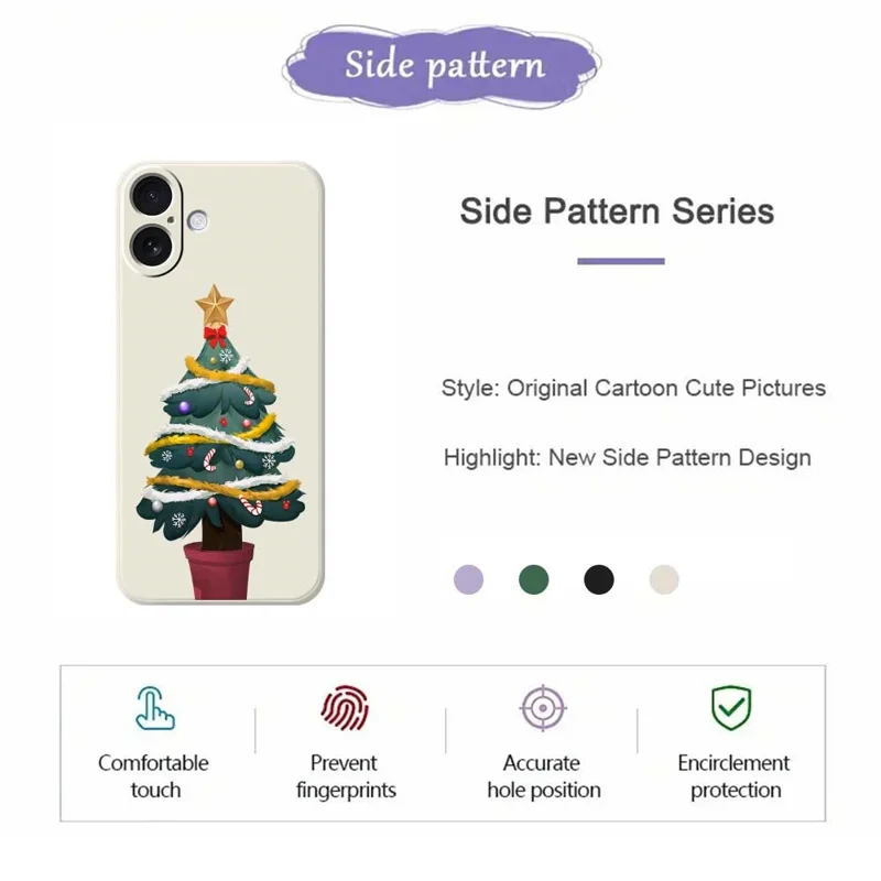 For iPhone 17 Case Christmas Tree Potted Plants Pattern Printing Straight Edge TPU Phone Back Cover - Beige