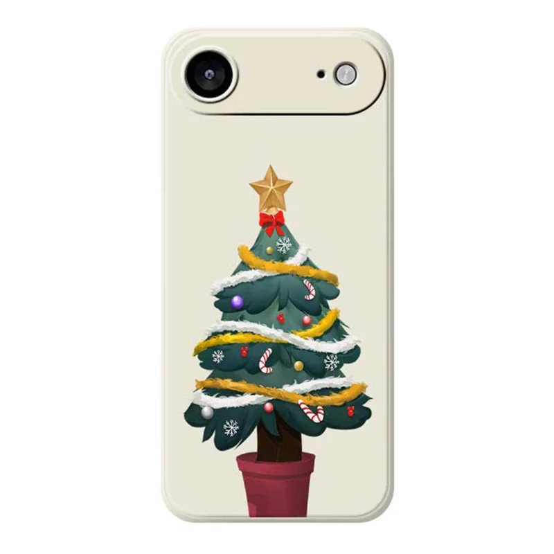 For iPhone Air Case Christmas Tree Potted Plants Pattern Printing Straight Edge TPU Phone Back Cover - Beige