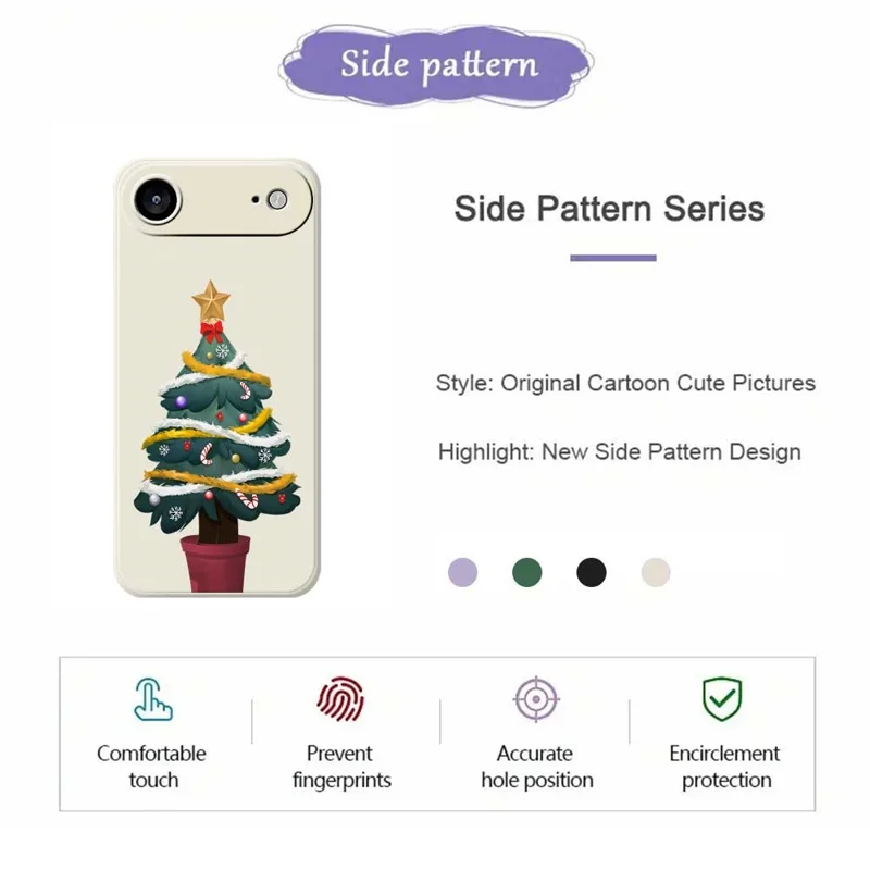 For iPhone Air Case Christmas Tree Potted Plants Pattern Printing Straight Edge TPU Phone Back Cover - Green