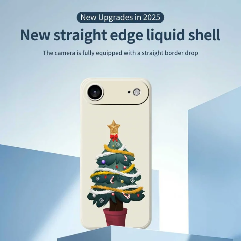 For iPhone Air Case Christmas Tree Potted Plants Pattern Printing Straight Edge TPU Phone Back Cover - Green