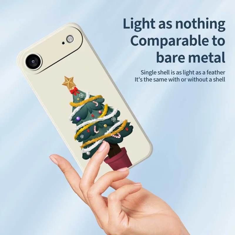 For iPhone Air Case Christmas Tree Potted Plants Pattern Printing Straight Edge TPU Phone Back Cover - Green