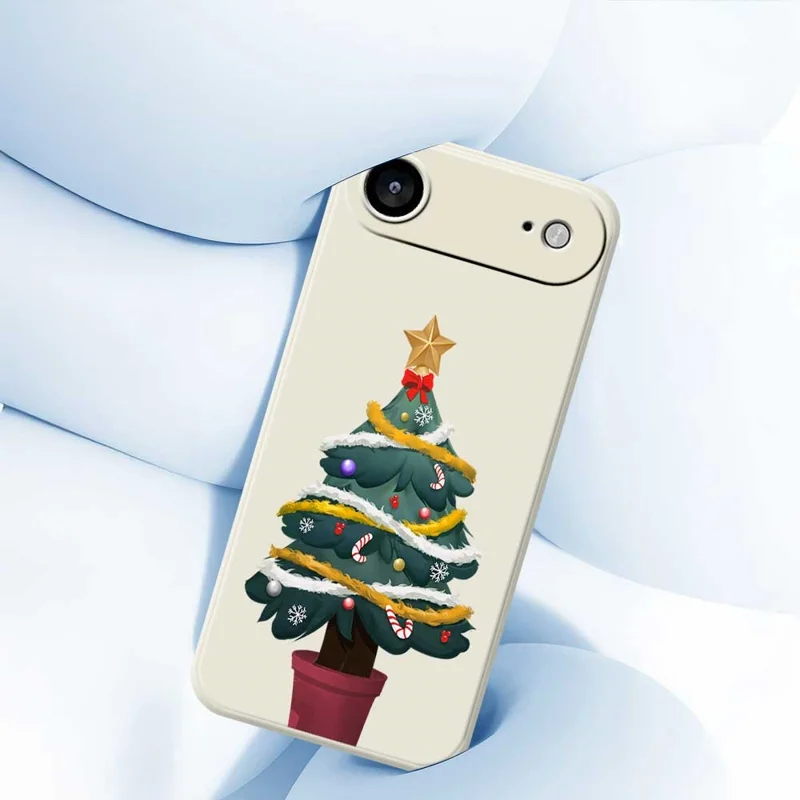 For iPhone Air Case Christmas Tree Potted Plants Pattern Printing Straight Edge TPU Phone Back Cover - Green