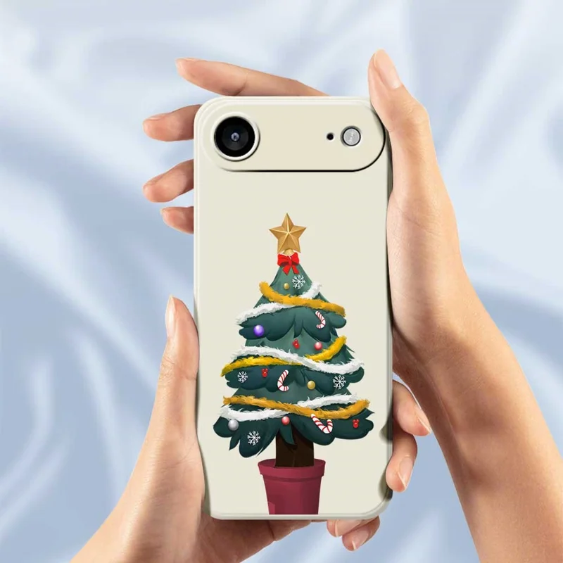 For iPhone Air Case Christmas Tree Potted Plants Pattern Printing Straight Edge TPU Phone Back Cover - Green