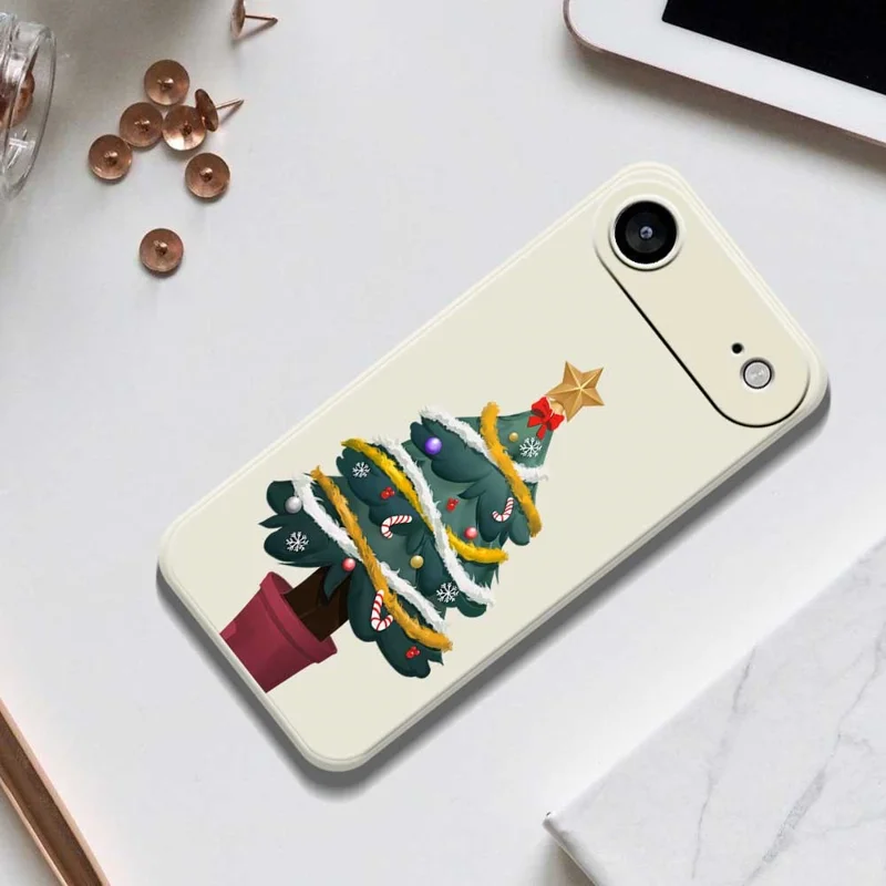 For iPhone Air Case Christmas Tree Potted Plants Pattern Printing Straight Edge TPU Phone Back Cover - Green