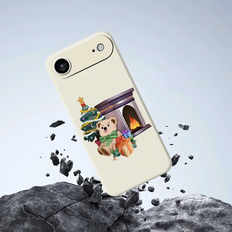 TPU-telefoonhoesje met kersthaardgeschenkenpatroon voor iPhone Air, rechte rand, beige