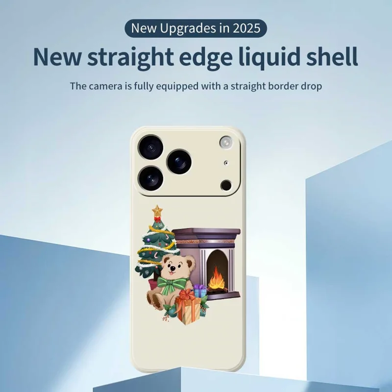 Custodia per iPhone 17 Pro Max Motivo natalizio del camino Regalo Stampa bordi dritti Copertura posteriore in TPU - Verde